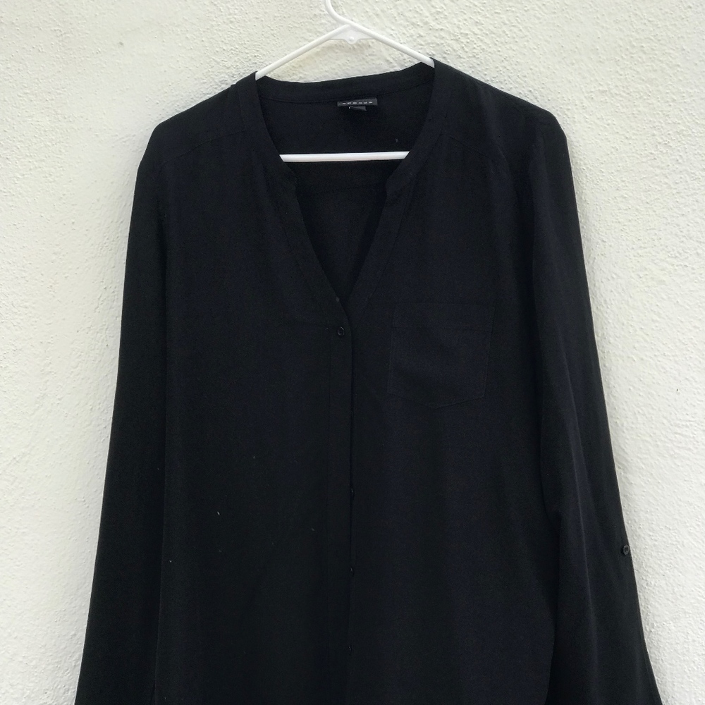 Black Button Down with Pocket